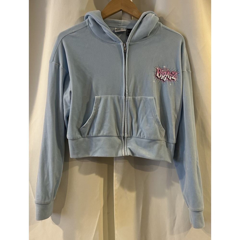 Bratz‎ Baby Blue Cropped Zip Up Jacket Size Small